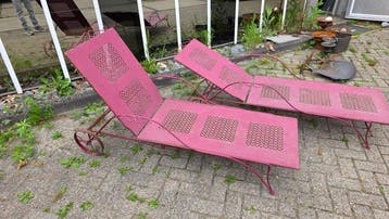 Chaise (2) - Métal - Chaises longues métalliques réglables