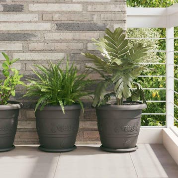vidaXL Plantenpotten 24 st Zwart Ø 34 x 28 cm Kunststof, Verzenden