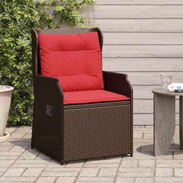 vidaXL Ligstoelen voor in de tuin 2 st met kussens bruin, Verzenden, Nieuw