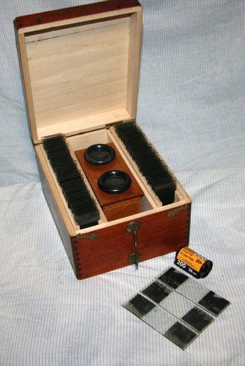 Mini Stereo + 94 diapositivas Stereoscoop, Verzamelen