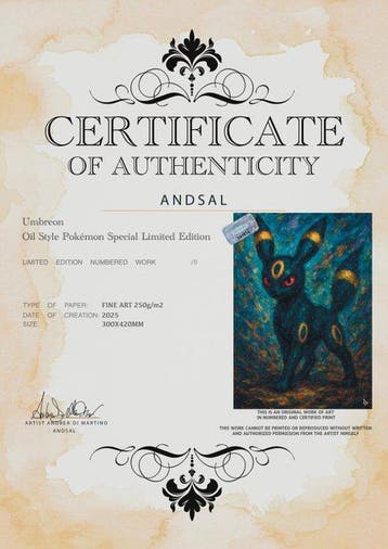 ANDSAL - Umbreon Oil Style Pokémon Special Limited Edition, Nieuw
