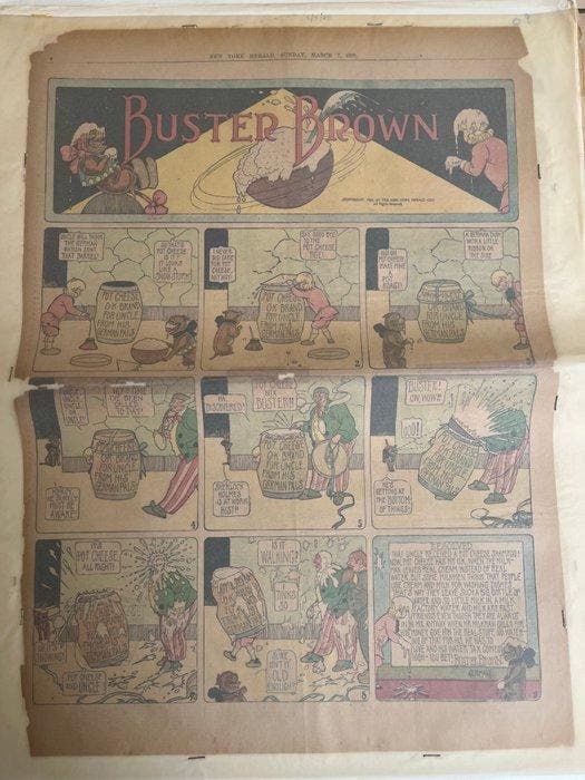 Buster Brown - 10 Krantenpaginas en strips - 1909, Boeken, Strips | Comics