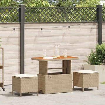 vidaXL Tuin Eettafel Set 3 st Beige poly rattan, Verzenden