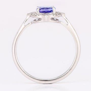 Ring - 14 karaat Witgoud - 1.14ct. tw. Tanzaniet - Diamant -, Nieuw