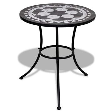 vidaXL Bistrotafel 60 cm mozaïek zwart en wit, Verzenden