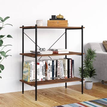 vidaXL Opbergrek 3-laags 80x40x92 cm zwart en naturel, Verzenden