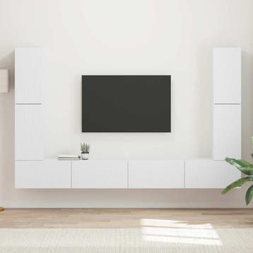 vidaXL Tv-meubelset 8 pcs Wit Bewerkt hout, Huis en Inrichting, Verzenden, Nieuw