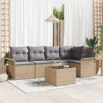 vidaXL Tuinbank Set met kussen met opslag 6 pcs Beige Poly, Verzenden