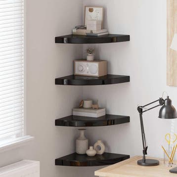 vidaXL Hoekschappen zwevend 4 st 35x35x3,8 cm MDF hoogglans, Verzenden