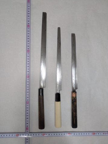 Keukenmes - Staal, Hout - Japan - Drie traditionele Japanse, Antiek en Kunst