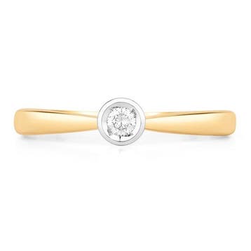 Ring - 14 karaat Witgoud, Geel goud - 0.10ct. tw. Diamant, Handtassen en Accessoires, Ringen, Nieuw