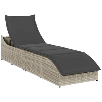 vidaXL Ligstoel inklapbaar kussen opbergruimte poly rattan, Tuin en Terras, Verzenden, Nieuw