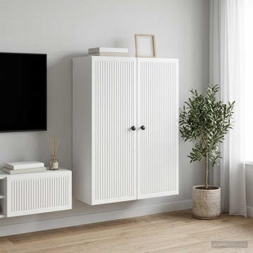 vidaXL Wandkast Hoogglans Wit 66 x 34,5 x 90 cm Bewerkt hout, Verzenden