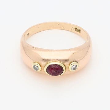 Bague - 14 carats Or rose - Diamant, Handtassen en Accessoires, Ringen, Nieuw