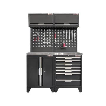 Gereedschapskasten set wandlengte 136 cm.  metaal omkleed, Ophalen of Verzenden