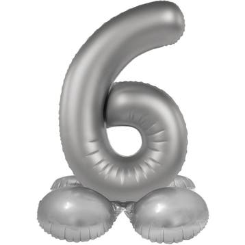 6 Jaar Cijfer Ballon Zilver 72cm, Verzenden, Nieuw