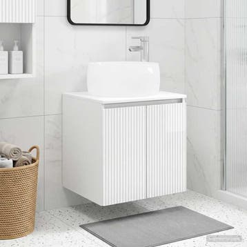 vidaXL Wandgemonteerde wastafel van een meubel Hoogglans Wit, Verzenden, Nieuw