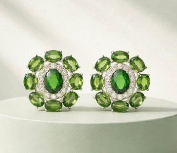 925 zilver - chroomdiopsiet - Oorbellen