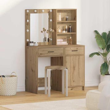 vidaXL Dressing tafel set met LED 2 st Artisan Eiken Bewerkt, Verzenden, Nieuw