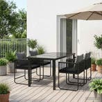 vidaXL Tuin Eettafel Set 5 pcs Zwart en Anthraciet 140 x 80, Verzenden