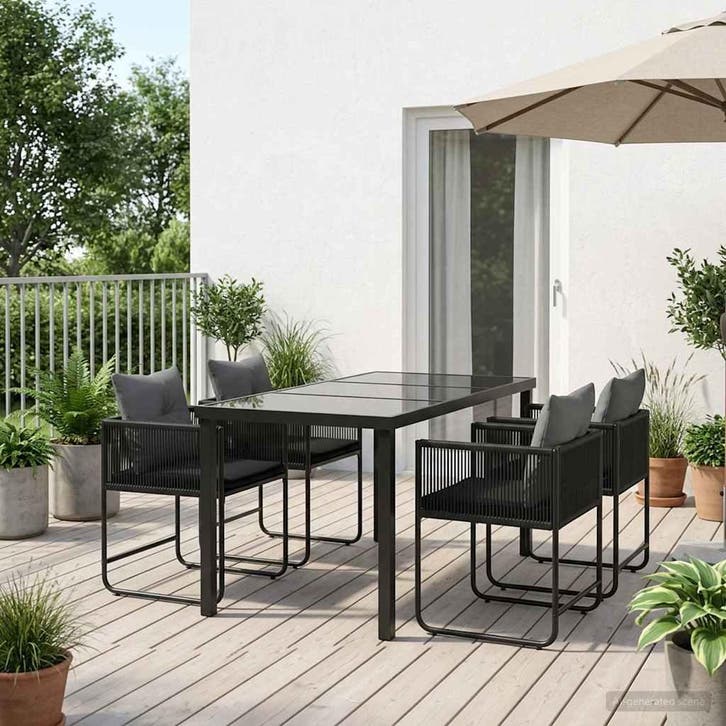 vidaXL Tuin Eettafel Set 5 pcs Zwart en Anthraciet 140 x 80, Jardin & Terrasse, Ensembles de jardin, Envoi