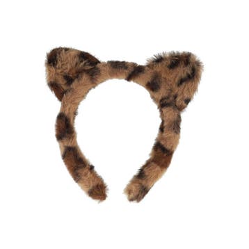Haarband Diadeem 2cm – Oortjes – Teddy Stof – Panterprint –