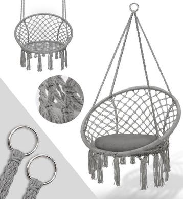 Hangstoel - Binnen & Buiten - Hangschommel - Tot 150kg - Gri, Verzenden, Nieuw