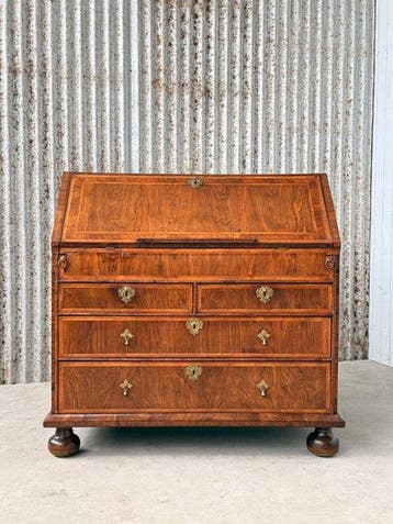 Bureau - klepbureau, buro, secretaire, bureau - Walnoot -