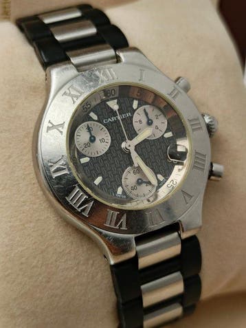 Cartier - Must 21 Chronoscaph - W10125U2 - Homme - 2000-2010, Handtassen en Accessoires, Horloges | Heren, Nieuw