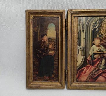 Geïnspireerd door de antieke stijl Drieluik - Hout -, Antiek en Kunst