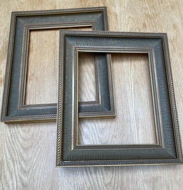Lijst (2) - Hout - oud frame met groeven