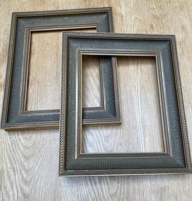 Lijst (2) - Hout - oud frame met groeven, Antiek en Kunst, Curiosa en Brocante