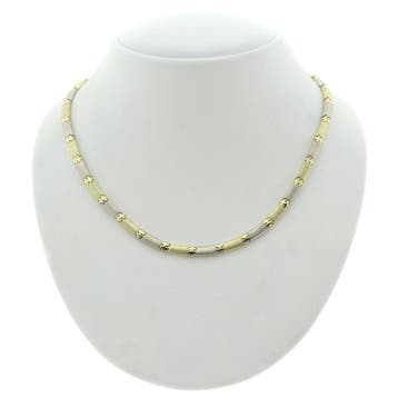Bicolor gouden gematteerde schakelcollier (Ketting), Ophalen of Verzenden