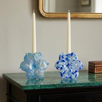 Kandelaar (2) - Glas - bloemenkandelaar