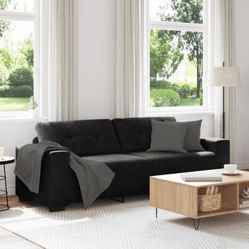vidaXL 3-zitsbank / zetel zwart 220x78x80 cm fluweel, Verzenden, Nieuw