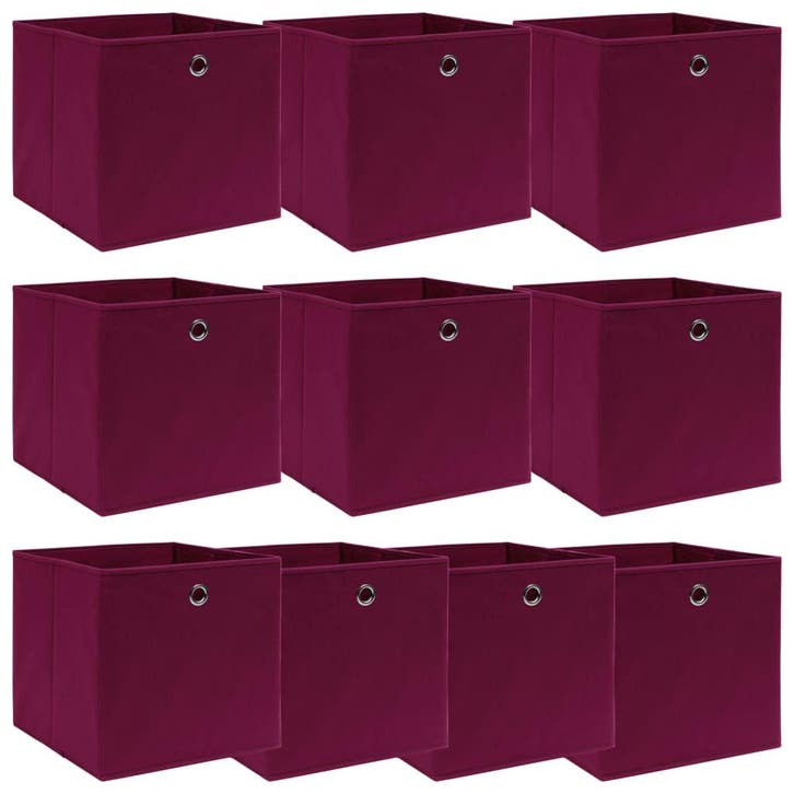 vidaXL Opbergboxen 10 st 32x32x32 cm stof donkerrood, Bricolage & Construction, Casiers & Boîtes, Envoi