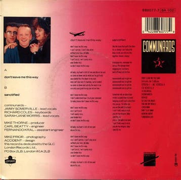 The Communards With Sarah Jane Morris - Dont Leave Me This, Verzenden, Gebruikt