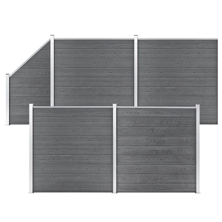 vidaXL Schuttingset 4 vierkant en 1 schuin 792x186 HKC grijs, Tuin en Terras, Tuinhekken en Hekwerk, Nieuw, Verzenden