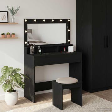 vidaXL Kaptafel Zwart Eiken 100 x 41 x 135 cm Bewerkt hout, Verzenden