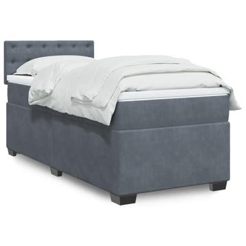 vidaXL Boxspring met matras fluweel donkergrijs 1-persoons, Verzenden, Nieuw