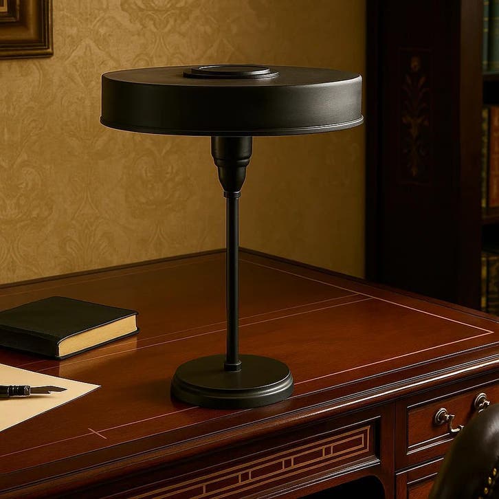 Tafel en bureaulampen Messing tafellamp Auriol Antiek Zwart, Huis en Inrichting, Lampen | Tafellampen, Verzenden