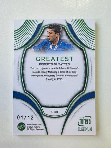 Futera Platinum Roberto Di Matteo GT08 Memorabilia kaart,, Nieuw