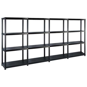 vidaXL Opbergrek 4-laags 244x30,5x130 cm kunststof zwart, Huis en Inrichting, Verzenden, Nieuw