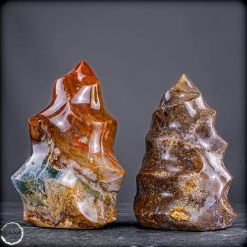 Ozean-Achat Vlammen-set – Twee uitzonderlijke