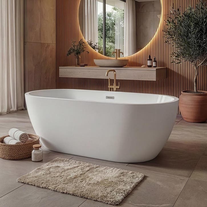 Ligbad Bahia  170 x 75 x 58 cm Vrijstaand Bad wit, Doe-het-zelf en Bouw, Sanitair, Nieuw, Verzenden