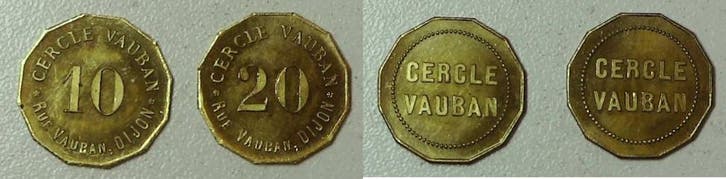 France Frankreich 21 Dijon 10 en 20 Centimes Casino-jeton..., Postzegels en Munten, Penningen en Medailles, Verzenden