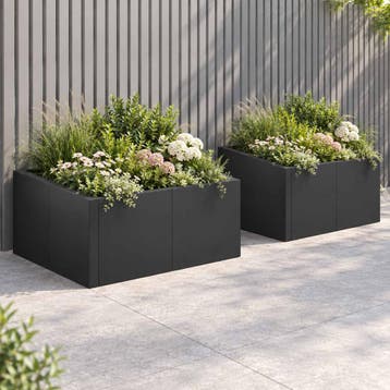 vidaXL Keermuur 4 st 100 x 100 x 40 cm Staal Zwart, Tuin en Terras, Verzenden, Nieuw