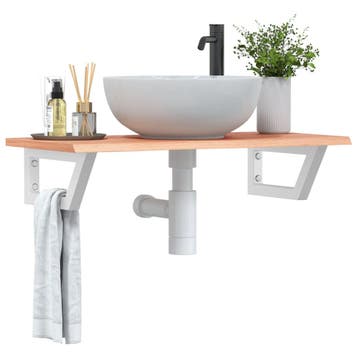 vidaXL Badkamer wandschap staal en massief eikenhout, Verzenden