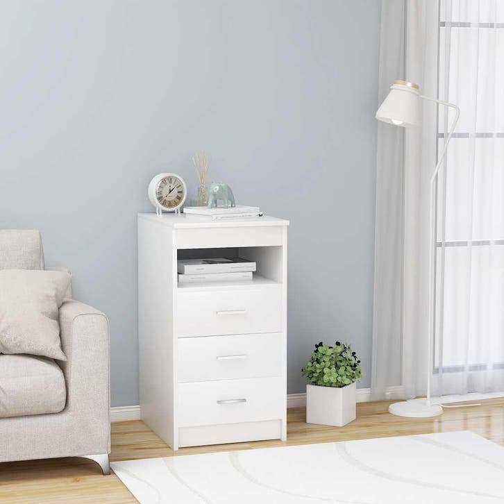 vidaXL Ladekast 40x50x76 cm bewerkt hout wit, Maison & Meubles, Armoires | Autre, Envoi