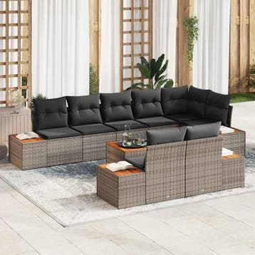 vidaXL Tuinbank Set 8 st 8-Aantal zitplaatsen Grijs, Verzenden, Nieuw